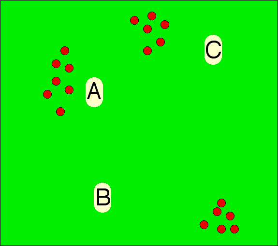 image showing how Condorcet cycle can arise in voting for location for state capital