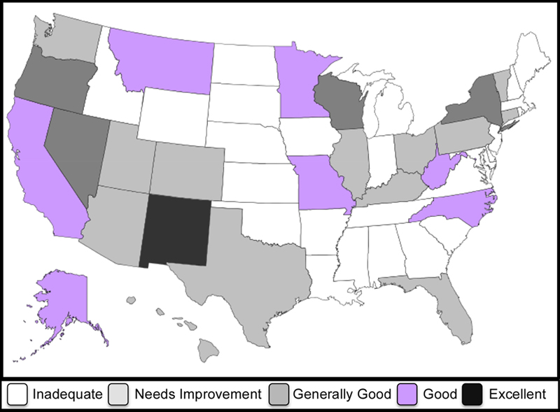 US map showing post-election audit quality